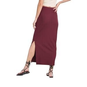 NWOT Long Burgundy Skirt - Side Slit - Medium - Maxi